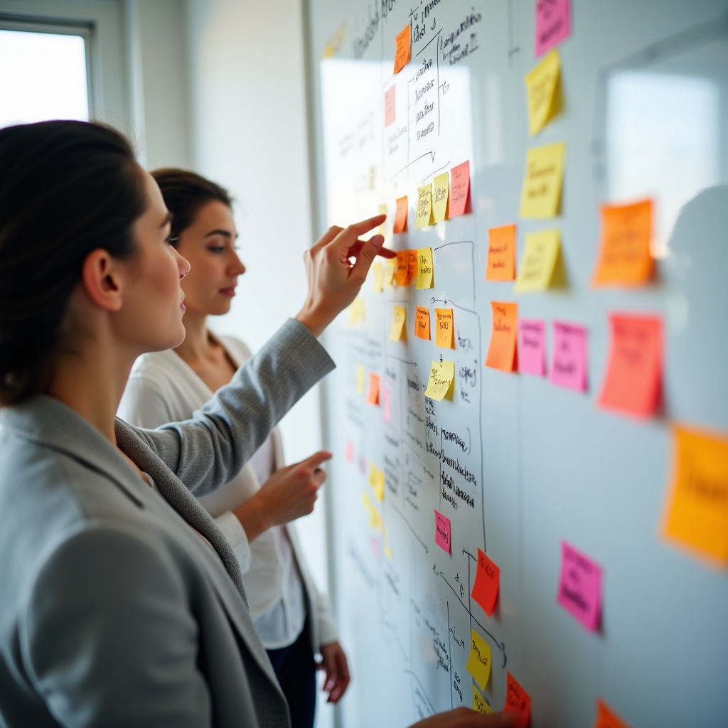 Workshop zur Definition von E-Commerce-Kennzahlen mit Post-its und Whiteboard